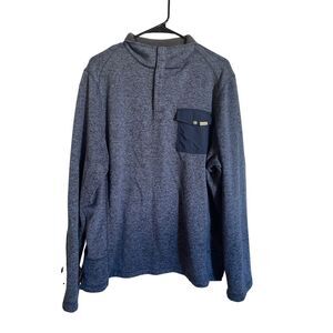Woolrich Mens Blue Heather Long Sleeve Quarter Snap Drifter Pullover Sweater XL